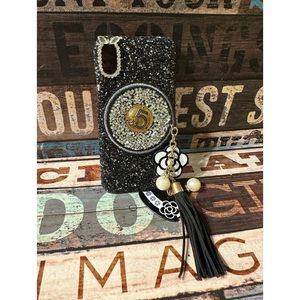 New Black Bling iPhone X Ring Case Holder